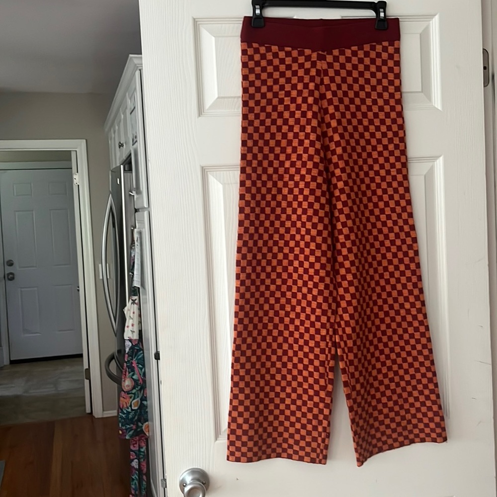Daydreamer Checkered Ankle Pants in Orange and Brown